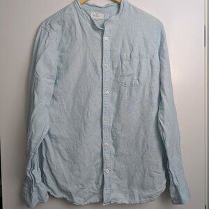 Linen Cotton Band Collar Shirt